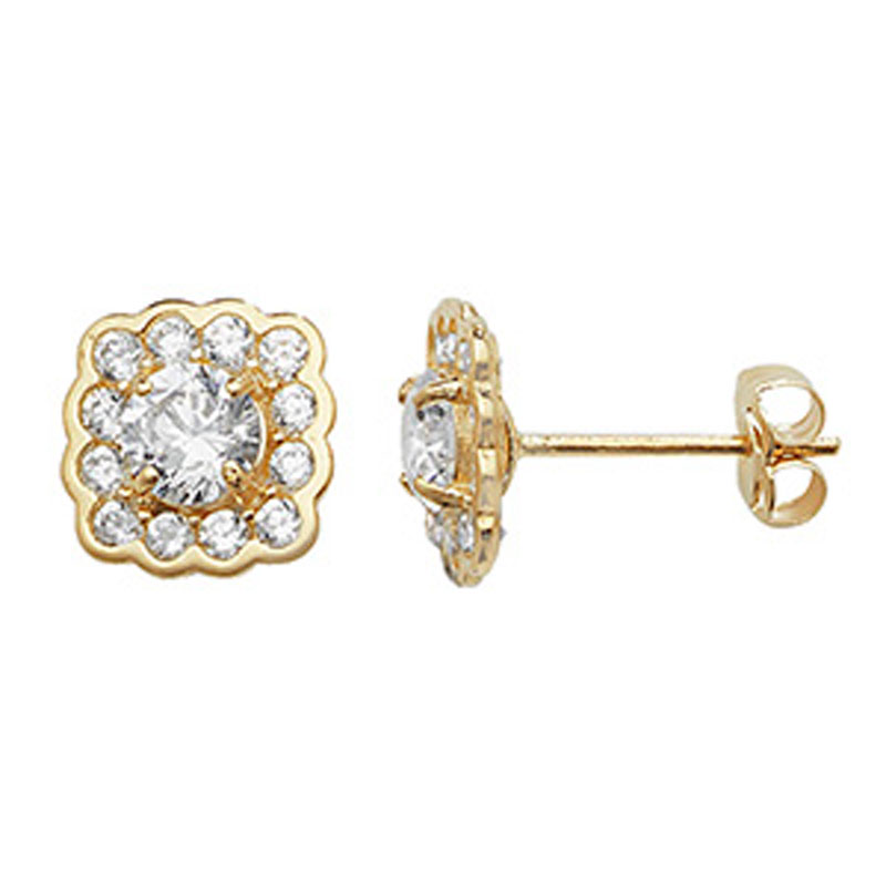 CZ Studs with Curved Square