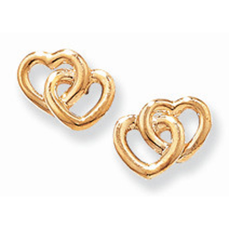 9ct Double Heart Studs