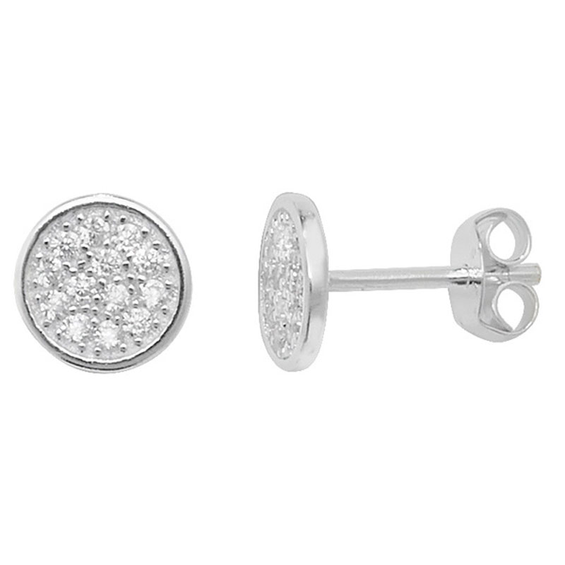 Small Pave Disc Earring Set