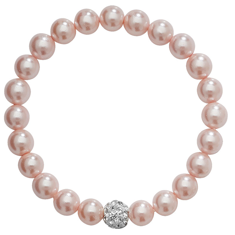 Stretchy Pink Pearl Bracelet With One