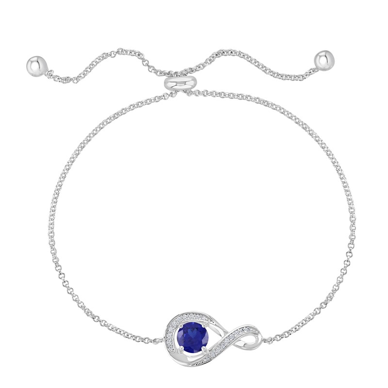 Silver Sapphire CZ Adjustable Bracelet