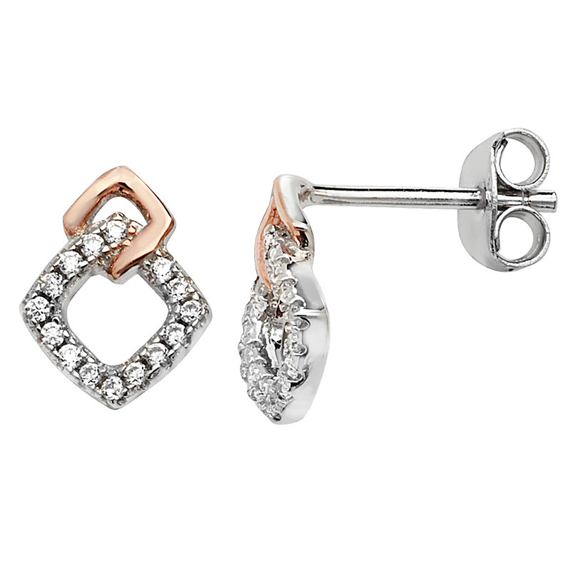 Rose Gold Plated CZ Earrings