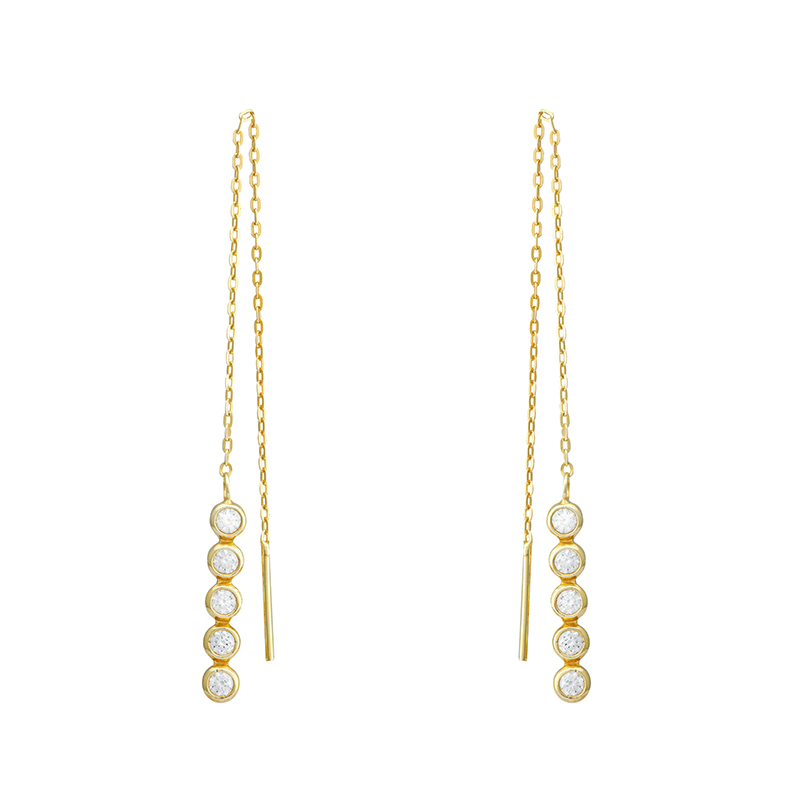 Gold Plated CZ Chain Drop Earrings