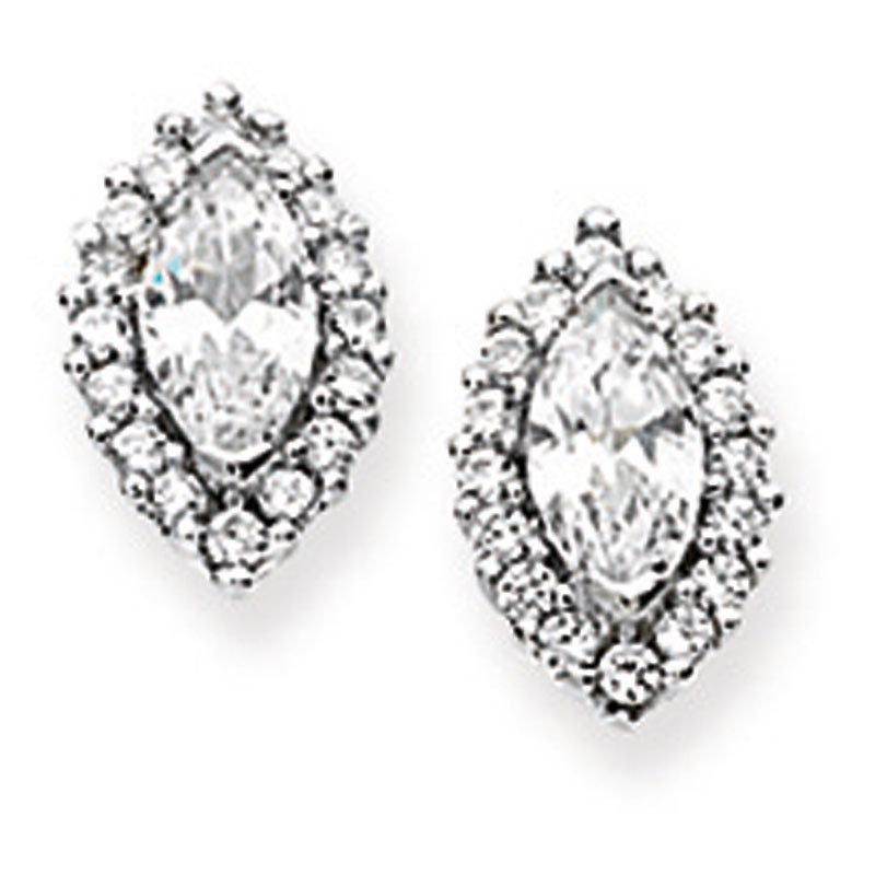 Silver and White CZ Earrings