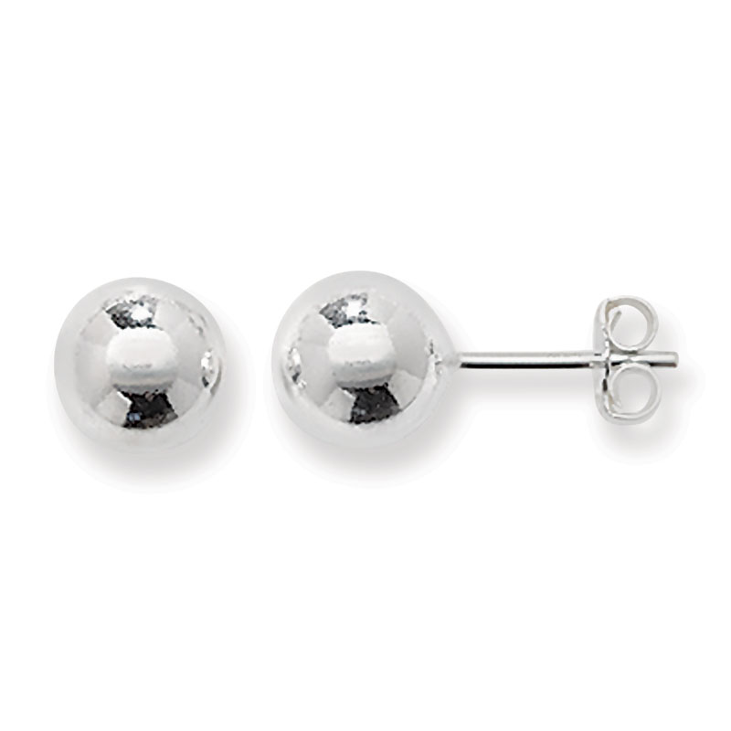 8mm Silver Ball Stud Earrings