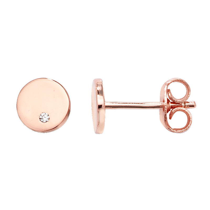 Rose Gold Plated Stud Earrings with small CZ Detail