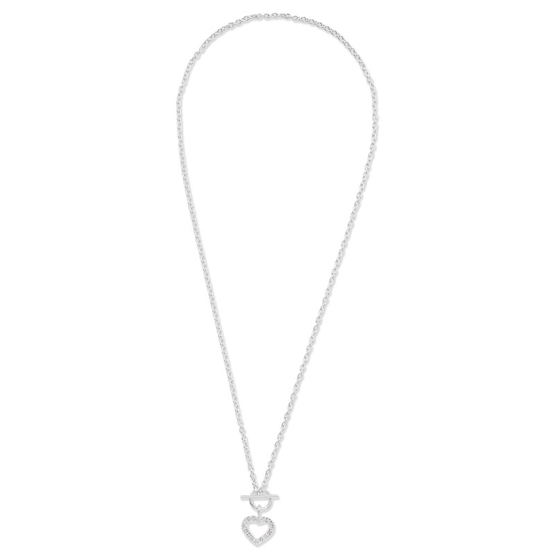 Cz Heart and T Bar Necklace