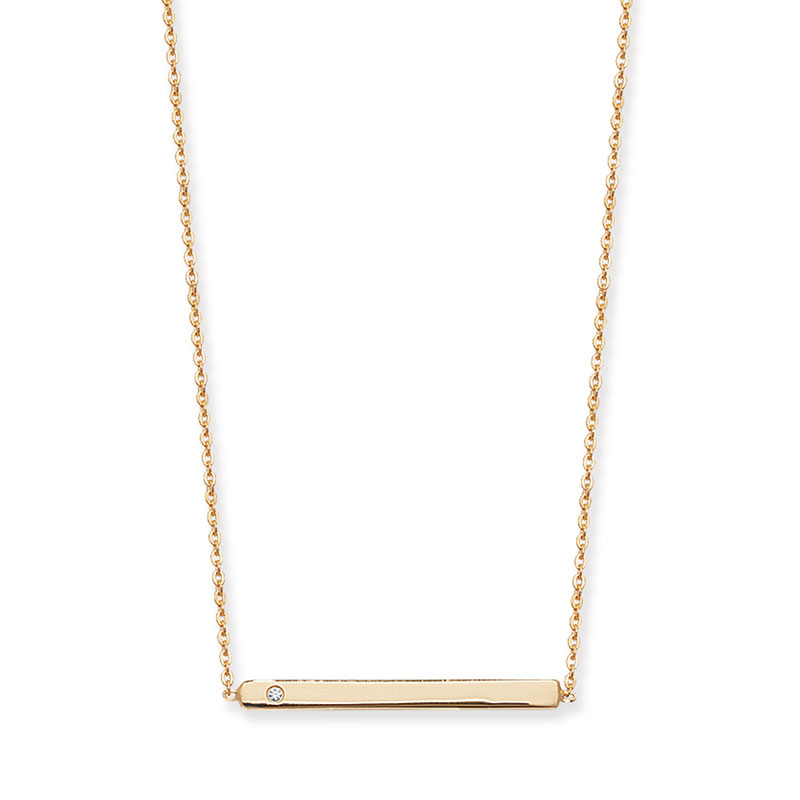 Gold Plated Bar Necklace with CZ