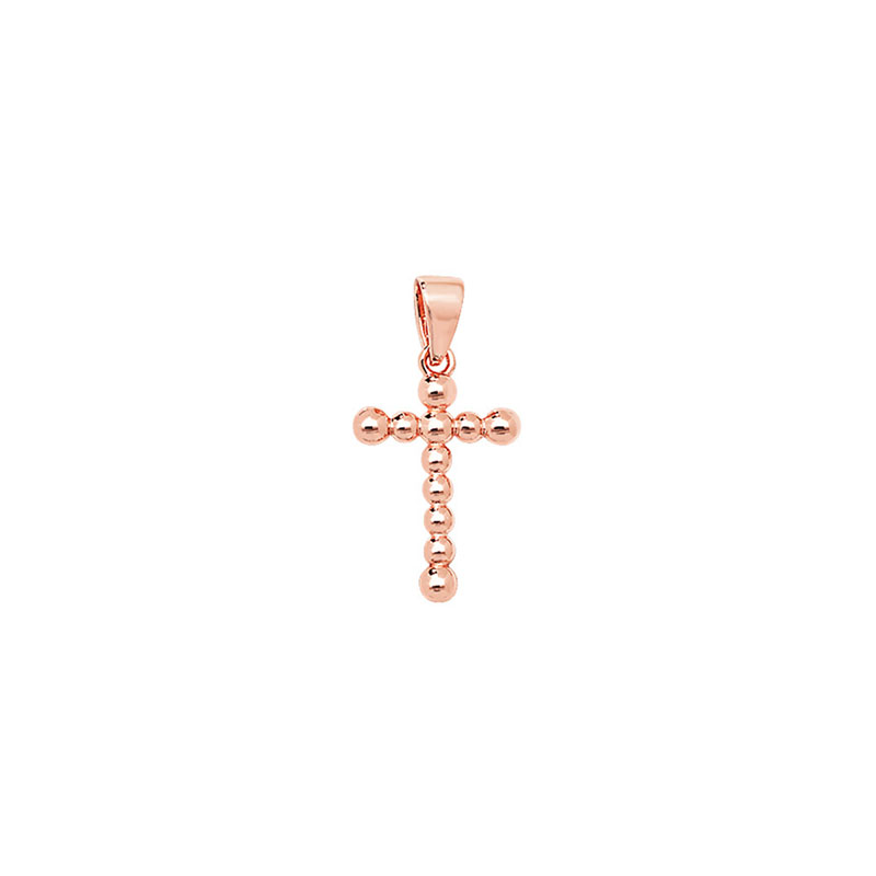 Rose Gold Beaded Cross Pendant