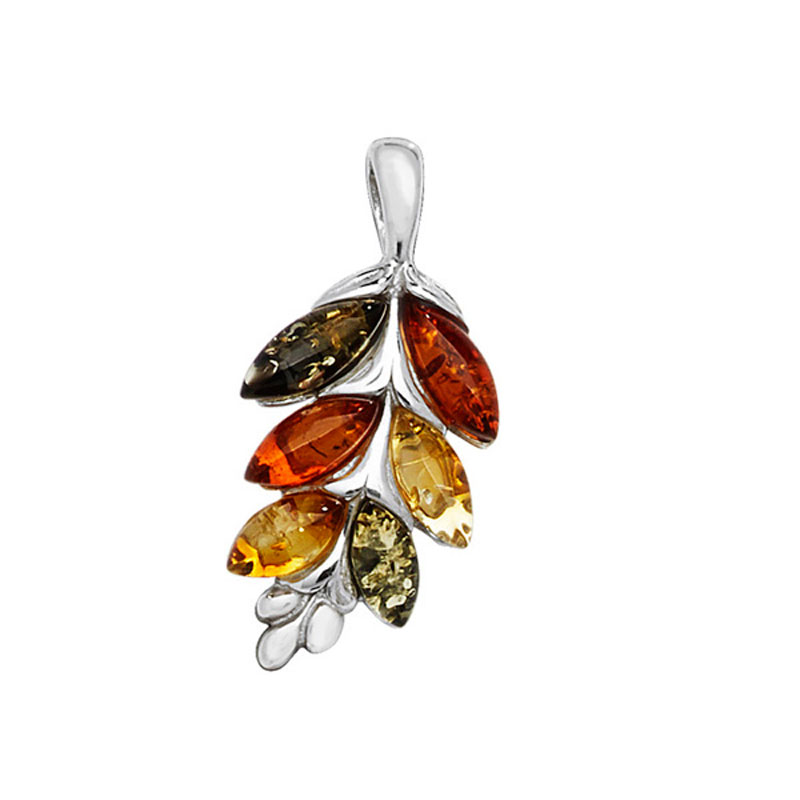 Three Tone Amber Leaf Pendant